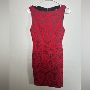 Alice + Olivia Red & Black Lace Sheath Dress Dark Feminine
